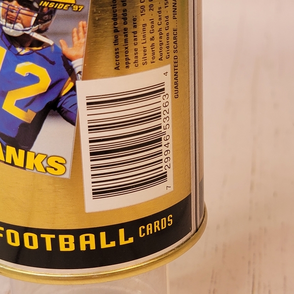 Pinnacle "97 Tony Banks Football Cards in a Can Gimmick Real Can Swaled NIP - Picture 5 of 7